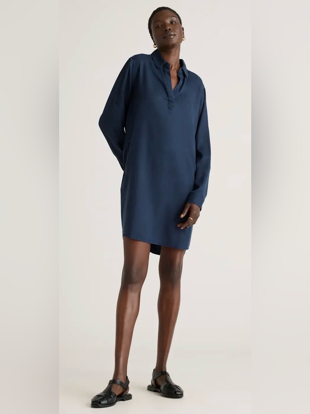 QUINCE vintage wash Tencel blue minidress size M